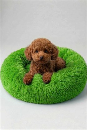United Colors of Benetton BNTMKT-0012-2-GR Uzun Kürklü Donut Kedi&Köpek Yatağı Yeşil 55 CM