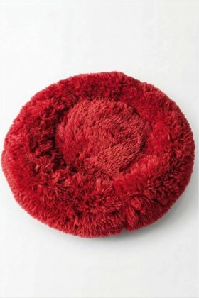 United Colors of Benetton BNTMKT-0012-RD Uzun Kürklü Donut Kedi&Köpek Yatağı Kırmızı 45 CM