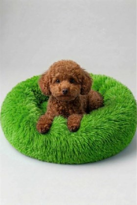 United Colors of Benetton BNTMKT-0012-GR Uzun Kürklü Donut Kedi&Köpek Yatağı Yeşil 45 CM