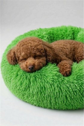 United Colors of Benetton BNTMKT-0012-GR Uzun Kürklü Donut Kedi&Köpek Yatağı Yeşil 45 CM