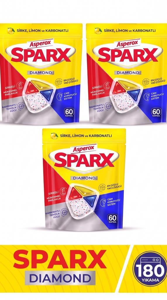 ASPEROX Sparx Diamond Bulaşık Makinesi Tableti 60'lı 3 ADET
