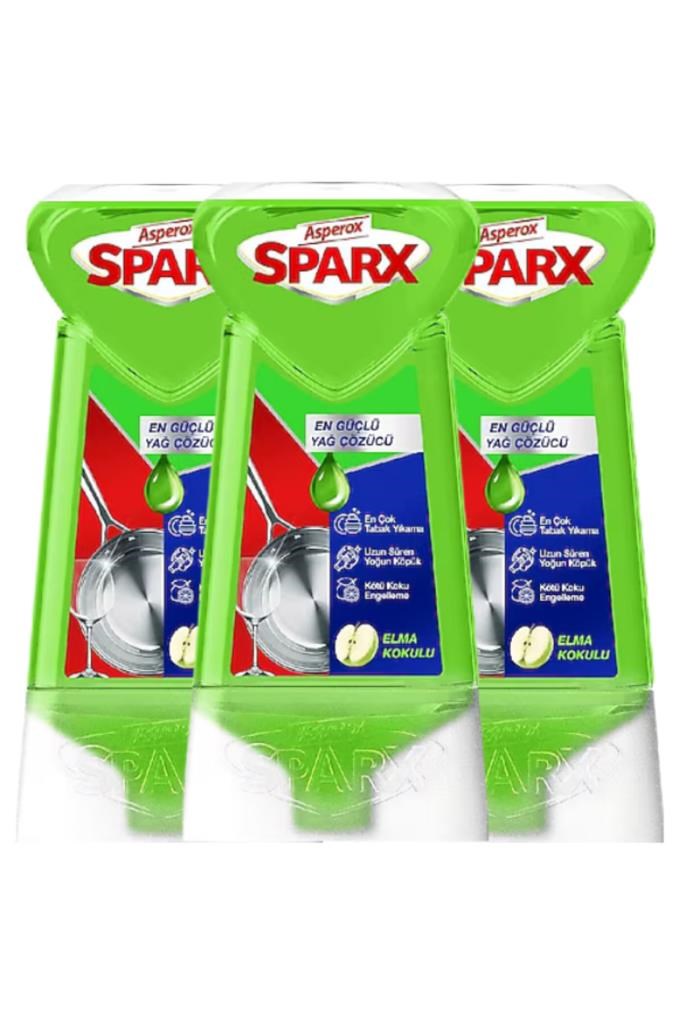 ASPEROX Sparx Diamond Plus 650 ml Elma Sıvı Bulaşık Deterjanı (3 adet)