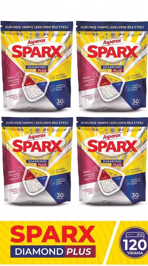 ASPEROX Sparx Diamond Plus Bulaşık Makinesi Kapsülü 30'lu 4 ADET