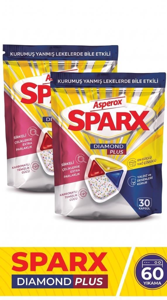 ASPEROX Sparx Diamond Plus Bulaşık Makinesi Kapsülü 30'lu 2 ADET