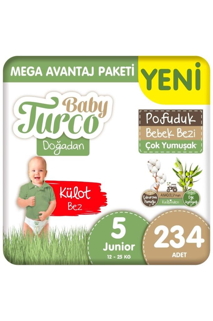 Baby Turco Doğadan Mega Avantaj Paketi Pofuduk Külot Bez 5 Numara Junior 234 Adet