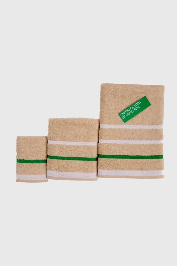 Benetton Home Banyo Havlu El Yüz Vücut Bej %100 Pamuk 3 Lü Set 70x140 cm 50x90 cm 30x50 cm