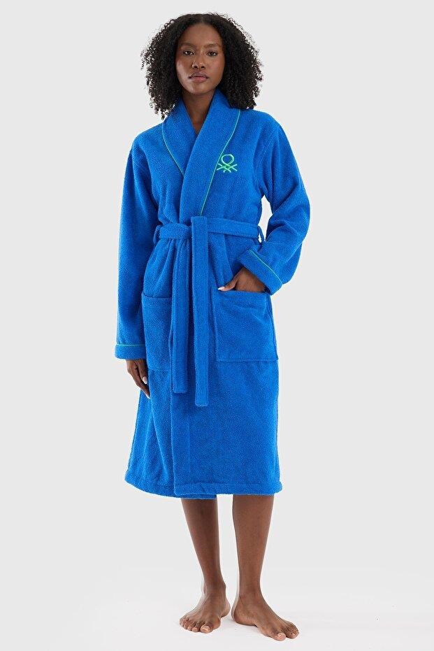Benetton Home Bornoz Erkek Kadın Unisex Mavi %100 pamuk