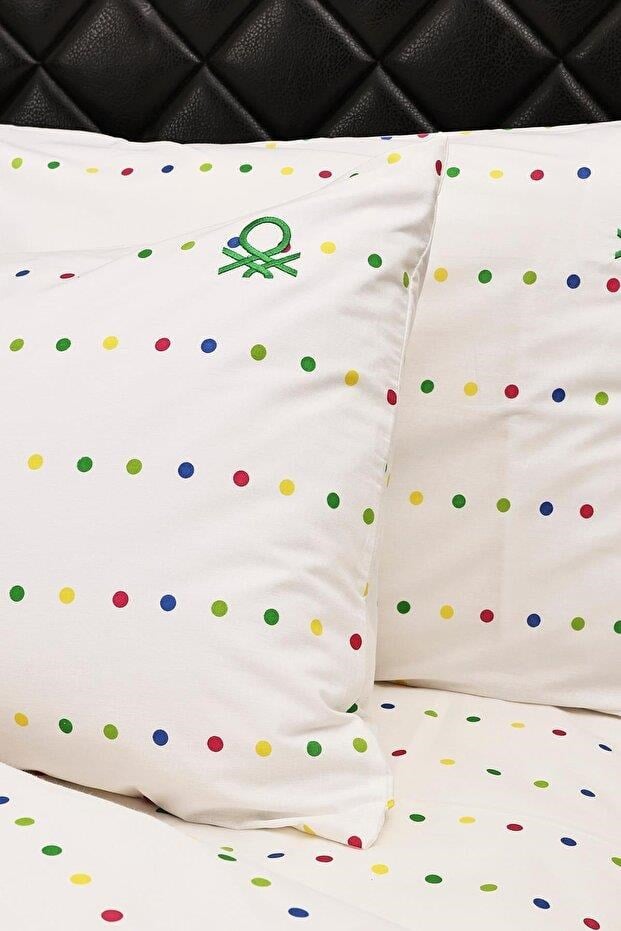 Benetton Home Renkli Puantiye Çift Kişilik Ranforce Nevresim Seti