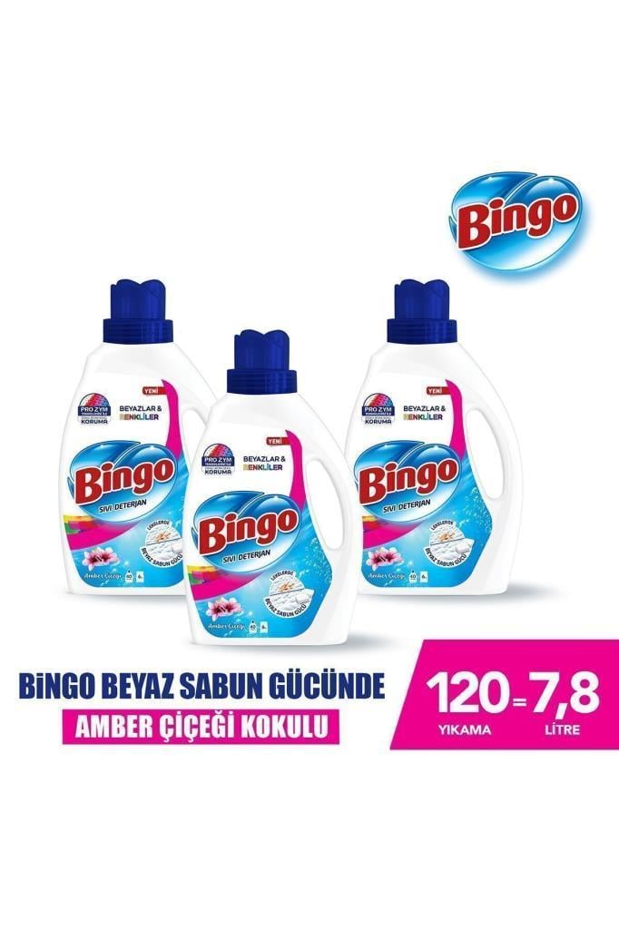 Bingo Sıvı Çamaşır Deterjanı Amber Çiçeği 2600 ml 3lü