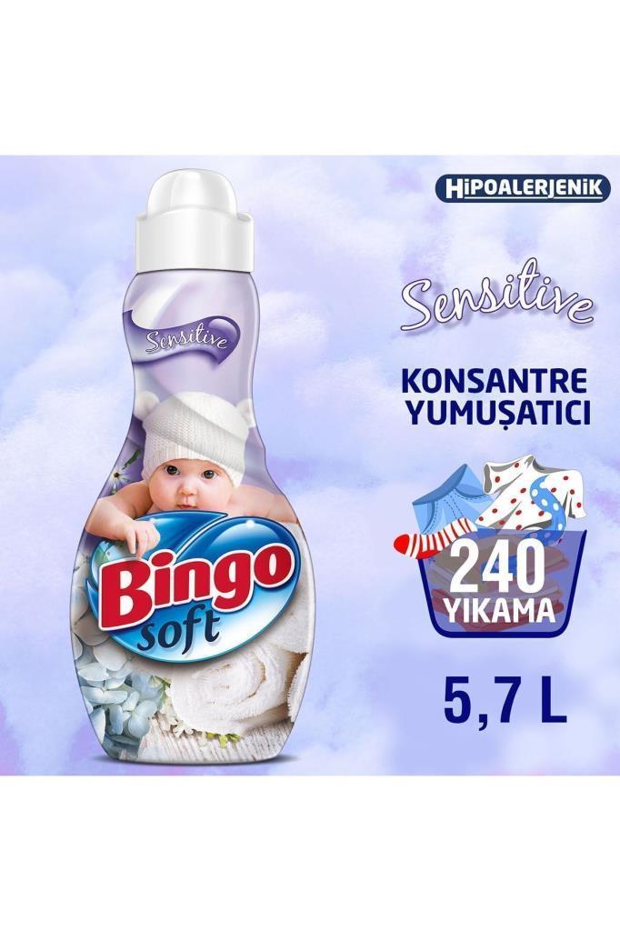 Bingo Soft Konsantre Çamaşır Yumuşatıcısı Sensitive 1440 ml Ekonomipaketi 4'lü
