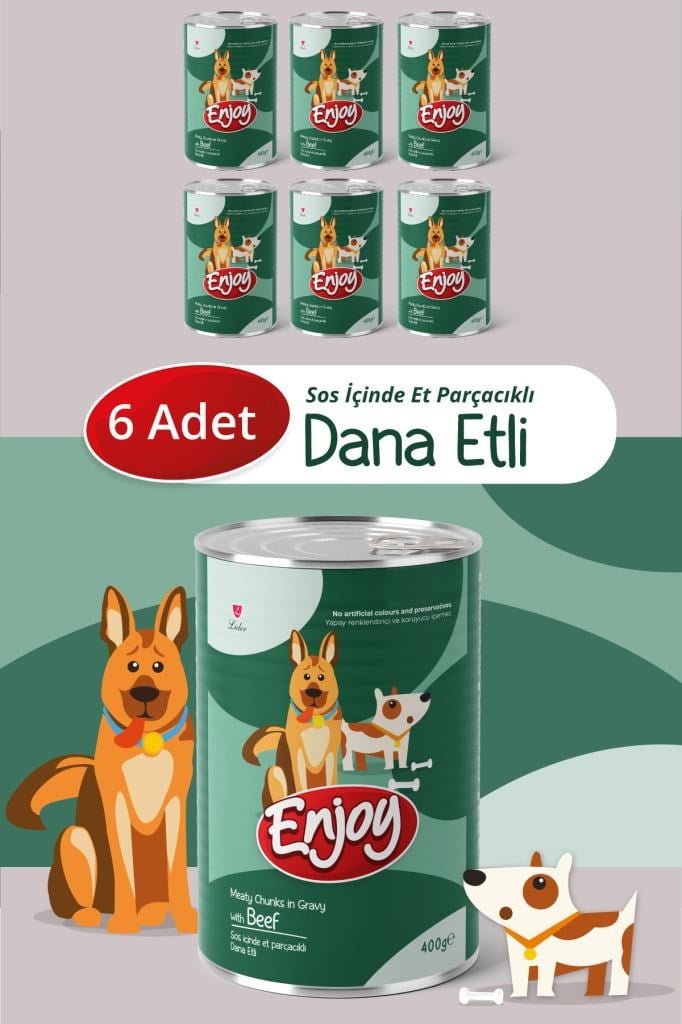 Enjoy Dana Etli Köpek Konservesi Sos İçinde Et Parçacıklı 400 Gr x6