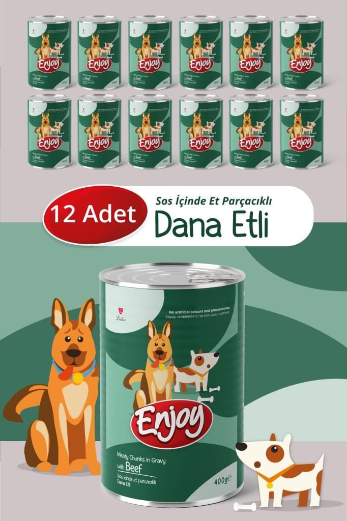 Enjoy Dana Etli Köpek Konservesi Sos İçinde Et Parçacıklı 400 Gr x12