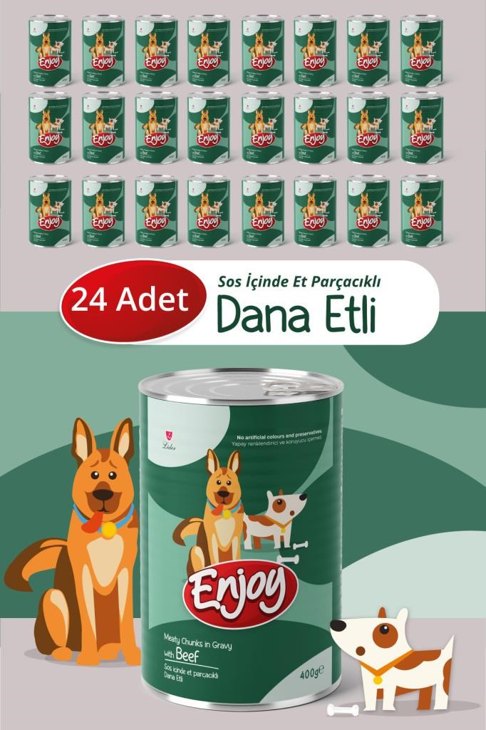 Enjoy Dana Etli Köpek Konservesi Sos İçinde Et Parçacıklı 400 Gr x24