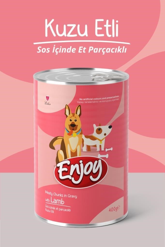 Enjoy Kuzu Etli Köpek Konservesi Sos İçinde Et Parçacıklı 400 Gr