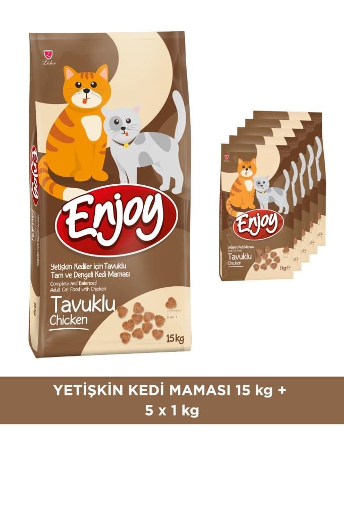 Enjoy Yetişkin Kediler için Tavuklu Tam ve Dengeli Kedi Maması 15 kg + 5 kg