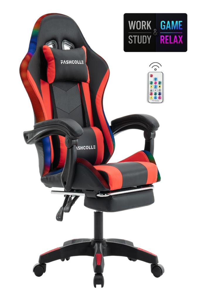 Fashcolle Red Star Işıklı - Masaj Özellikli Oyuncu Koltuğu Kırmızı-Siyah