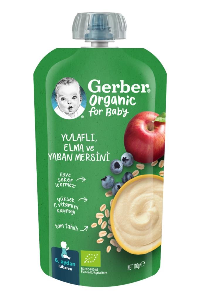 Gerber Organik Yulaflı Elma Ve Yaban Mersini Püresi 110 gr