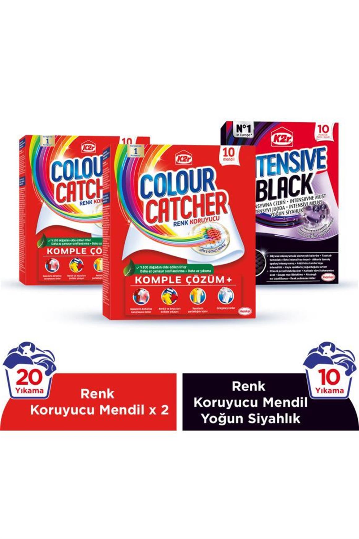 K2R Renk Koruyucu Mendil 2 x 10'lu Paket + Yoğun Siyahlık 10'lu Paket (30
