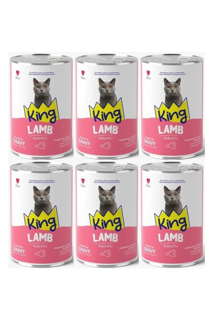 King Et Parçacıklı Kuzu Etli Yetişkin Kedi Konserve 400 Gr*6 ADET