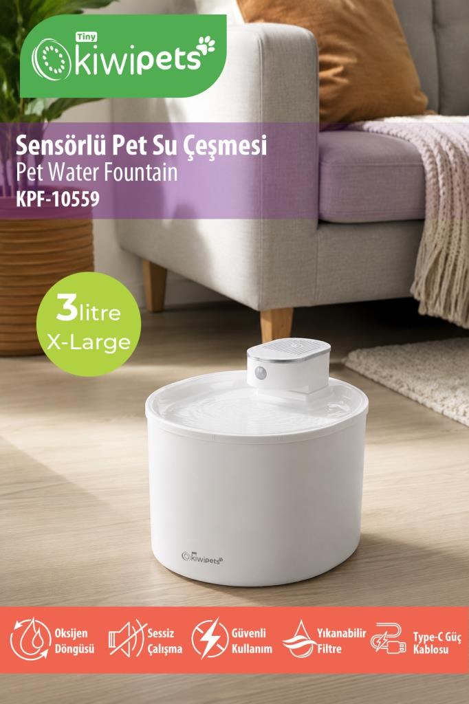 Kiwi Pets Sensörlü Kedi Köpek Su Pınarı 1 Metre Algılama Mesafeli Kpf-10559