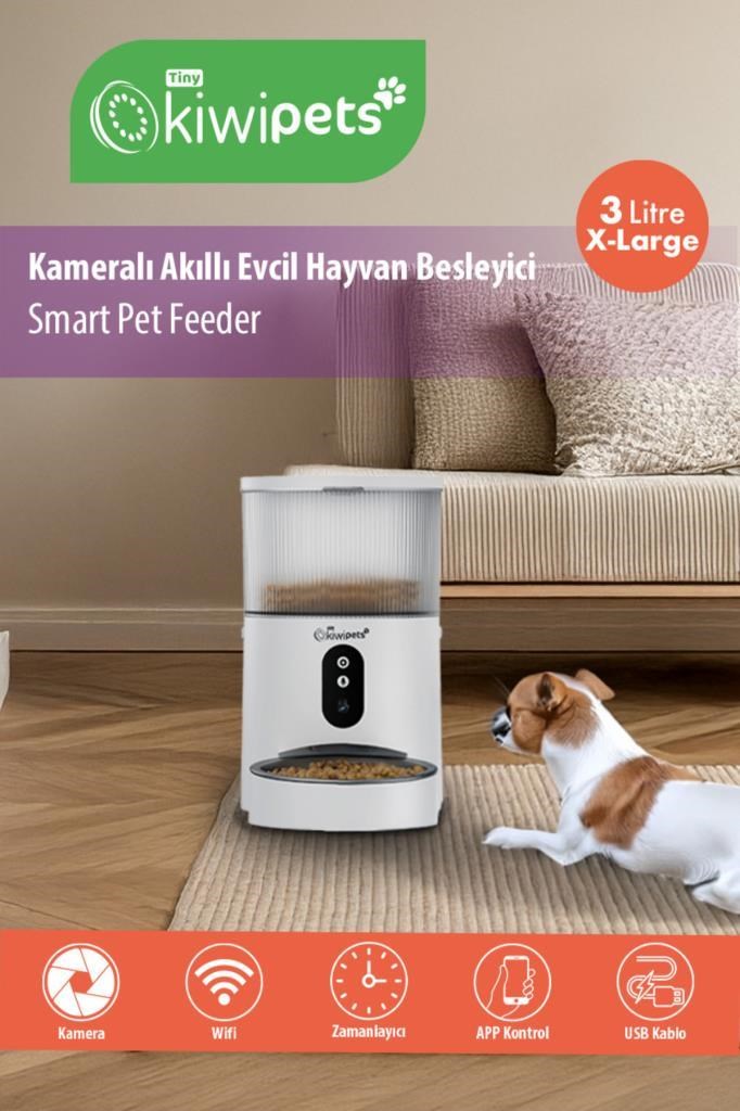 Kiwipets Kpf-10565 Evcil Hayvan Akıllı Kameralı Multifonksiyon Mama Kabı - Smart Pet Feeder