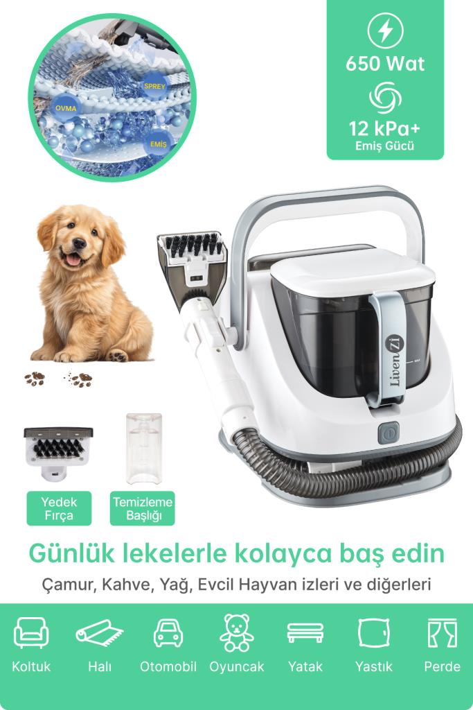 Livenzi JJB-737-II Koltuk Halı Yıkama Ve Leke Çıkartma Makinesi-Beyaz