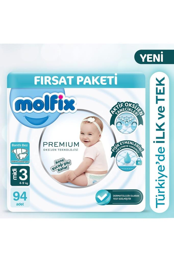 Molfix Premium Ultra Fırsat Paketi 3 Beden 94 Adet