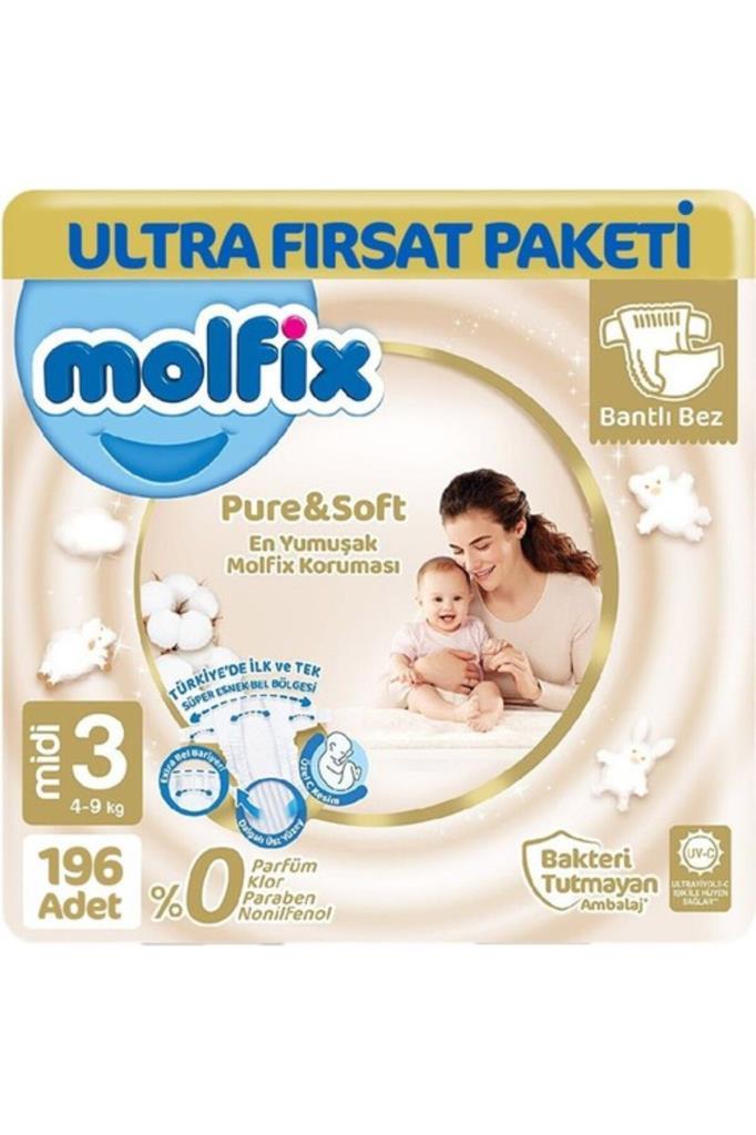 Molfix Pure & Soft Bebek Bezi Midi 3 No 98 Li X 2 Adet
