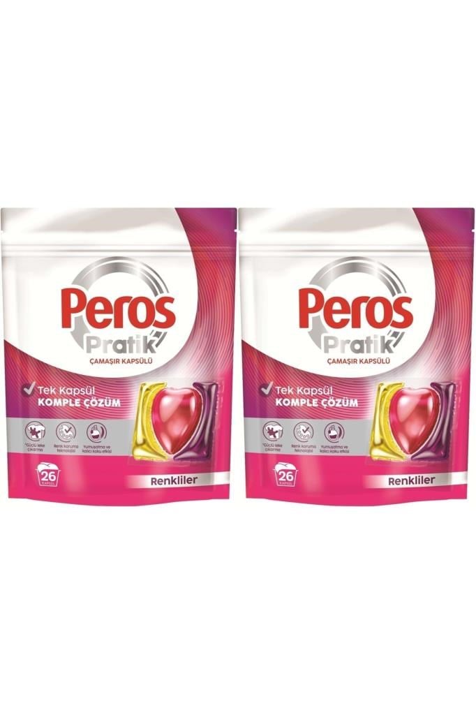 Peros Pratik Matik Çamaşır Deterjanı Kapsülü - Tableti 52 Adet Renkliler (2PK*26)