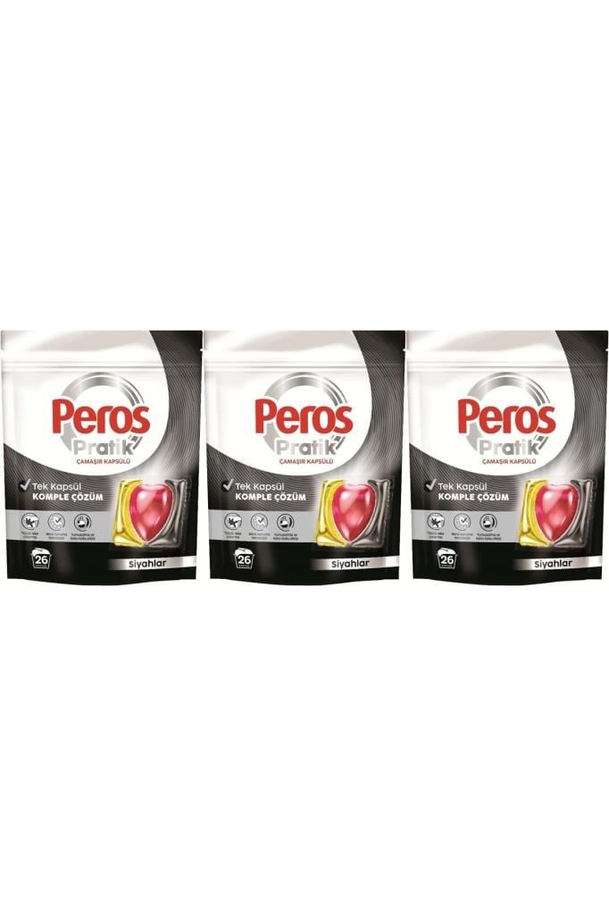 Peros Pratik Matik Çamaşır Deterjanı Kapsülü - Tableti 78 Adet Siyahlar (3PK*26)