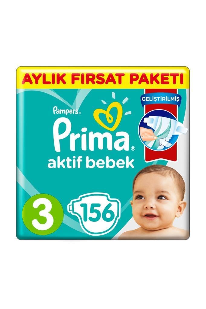 Prima Bebek Bezi Aktif Bebek 3 Beden 156 Adet Aylık Fırsat Paketi