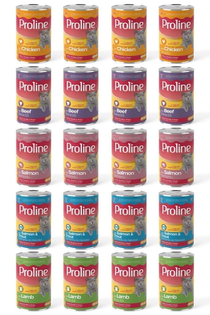 Proline Karışık Kedi Konservesi 5 Çeşit 400 gr x 20 Adet