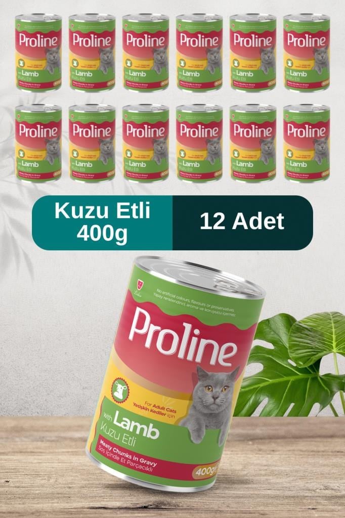 Proline Kuzu Etli Sos İçinde Et Parçacıklı Yetişkin Kedi Konservesi 400g x 12 Adet