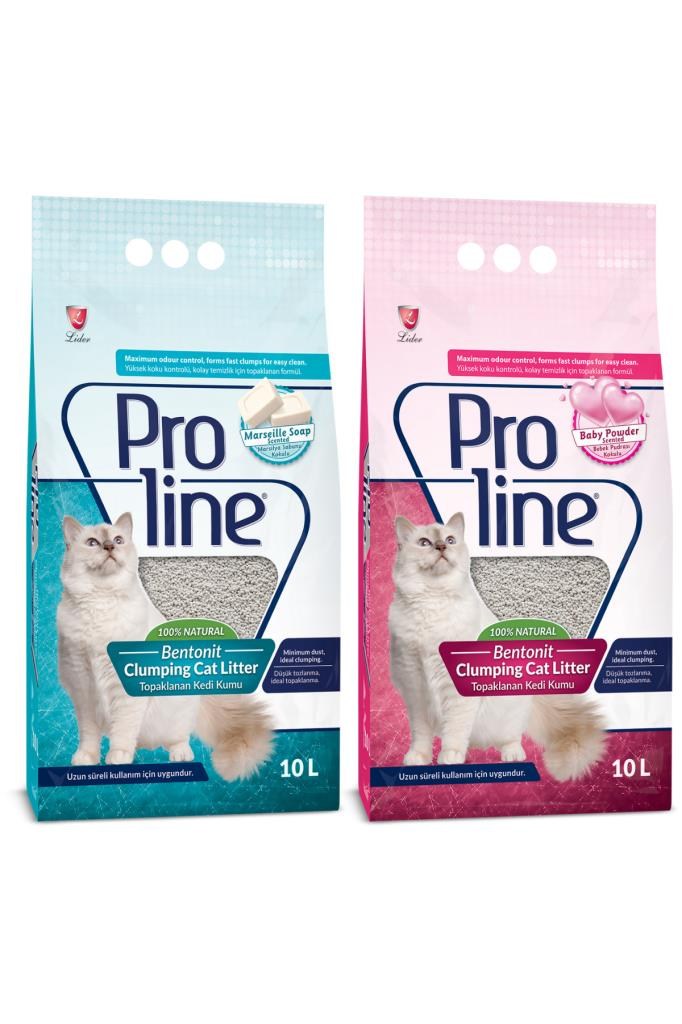 Proline Proline Doğal Topaklanan Baby Powder Ve Marsilya Sabunlu Kedi Kumu 10 lt 2 Adet