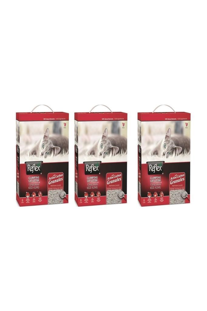 Reflex Granül Aktif Karbonlu Topaklanan Kedi Kumu 6 Lt 3'LÜ SET