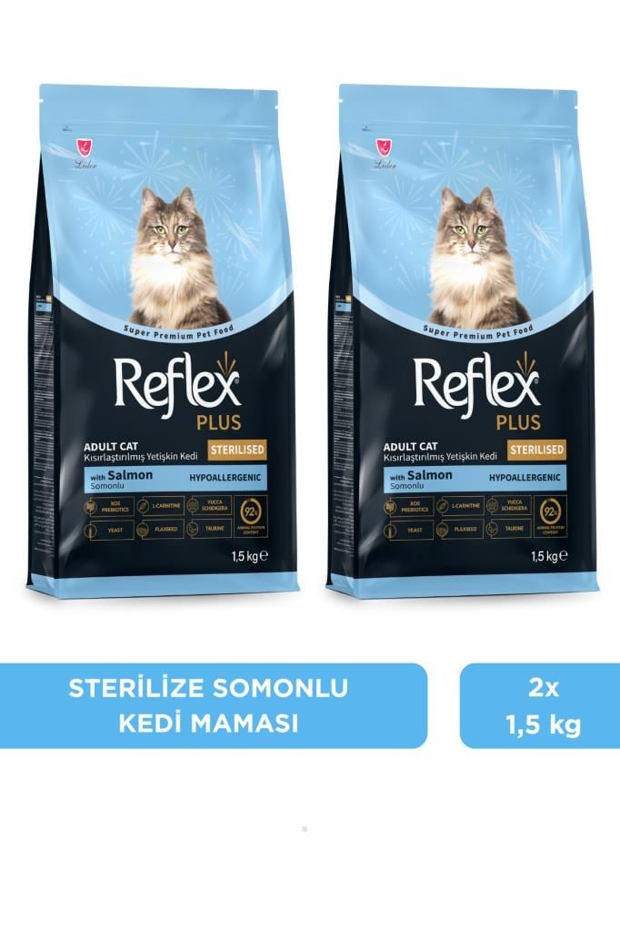 Reflex Plus Hipoalerjenik Kısırlaştırılmış/Sterilised Somonlu Yetişkin Kedi Maması 1,5 kg x 2