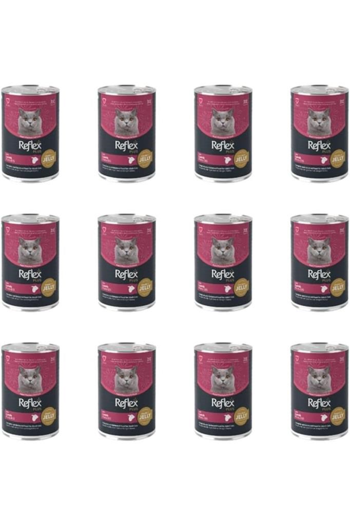 Reflex Plus Jöle İçinde Et Parçacıklı Kuzu Etli Yetişkin Kedi Konservesi 400 Gr (12 Adet)