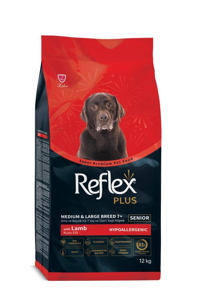 Reflex Plus Orta ve Büyük Irk +7 Yaş Üzeri Yaşlı Köpek Maması 12 kg