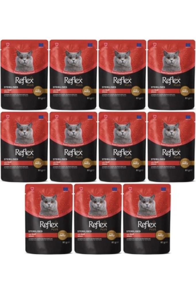 Reflex Plus Sos Içinde Parça Biftek Etli Kısırlaştırılmış Kedi Konservesi 85gr - 11 Adet
