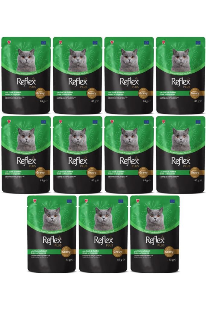 Reflex Plus Sos İçinde Parça Ördek ve Tavşan Etli Yetişkin Kedi Konservesi 85gr - 11 Adet