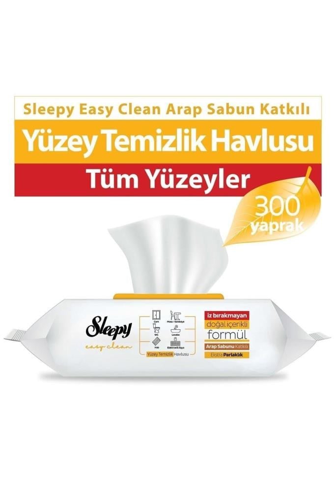 Sleepy Easy Clean Arap Sabunu Katkılı Yüzey Temizlik Havlusu&mendili 3x100 (300 YAPRAK)