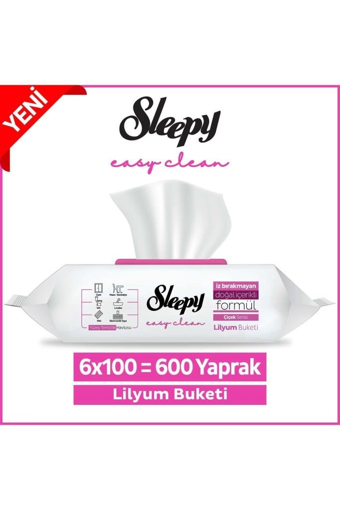 Sleepy Easy Clean Lilyum Buketi Yüzey Temizlik Havlusu&mendili 6x100 (600 YAPRAK)