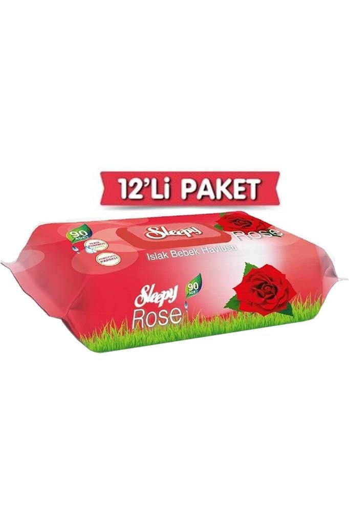 Sleepy Gül Kokulu Islak Havlu 90 Yaprak x 12 Adet