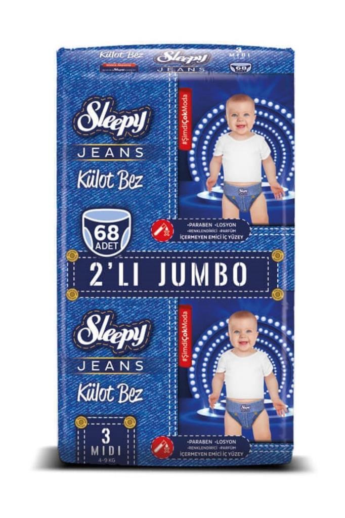 Sleepy Jeans Külot Bez 3 Beden Midi 2'li Jumbo 68 Adet