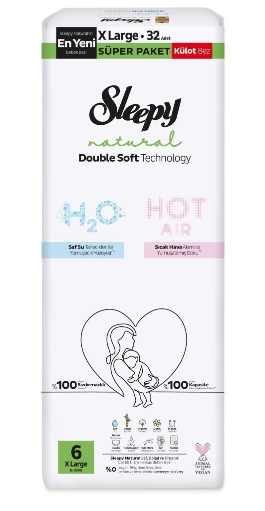 Sleepy Natural Double Soft Külot Bez 6 Beden XL 15-25 Kg 32'li