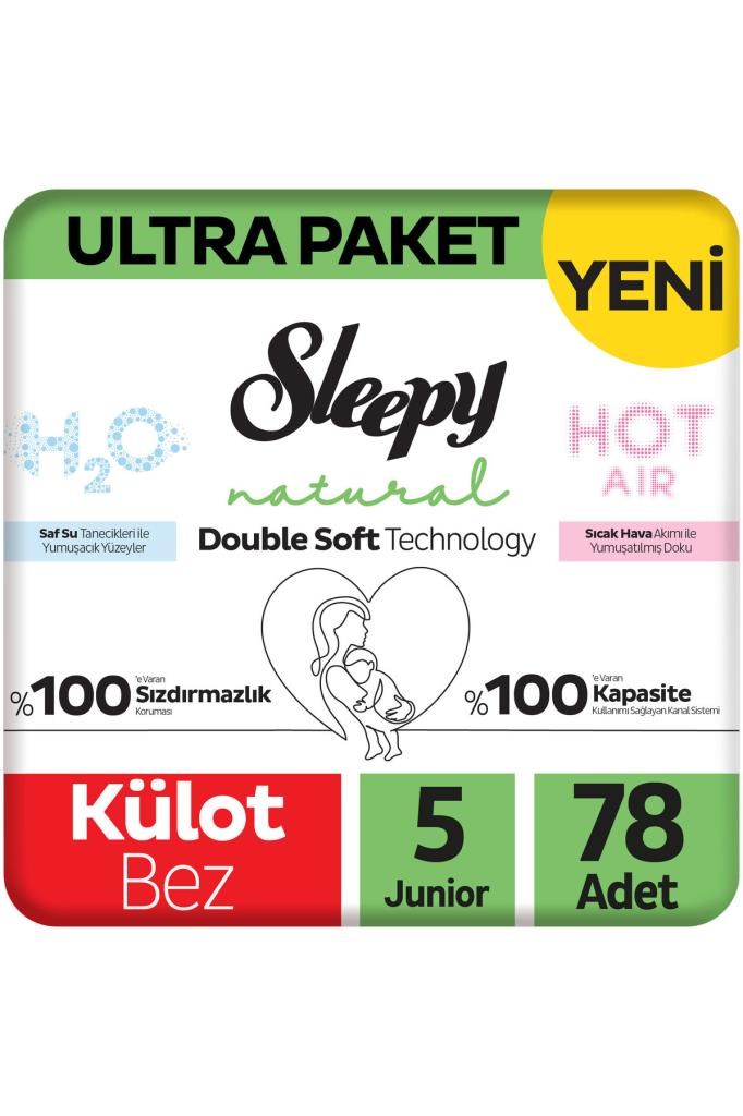 Sleepy Natural Double Soft Ultra Paket Külot Bez 5 Numara Junior 78 Adet