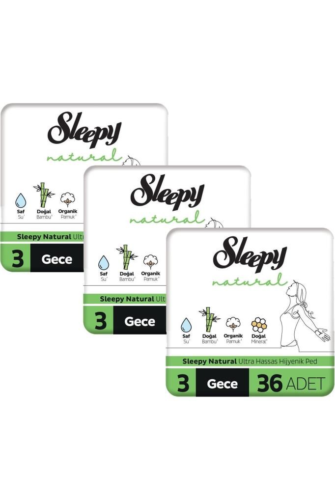 Sleepy Natural Ultra Hassas Gece Hijyenik Ped 3 x 36'lı
