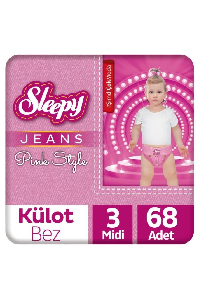 Sleepy Pink Jeans Külot Bez 3 Numara Midi 2'li Jumbo 68 Adet