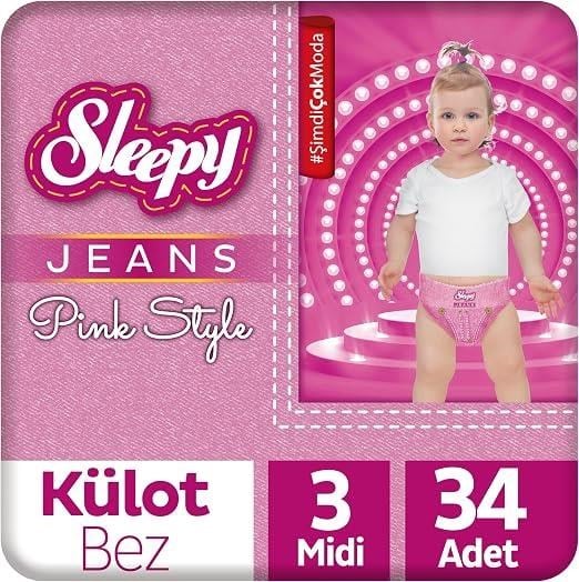 Sleepy Pink Jeans Külot Bez 3 Numara Midi 34 Adet