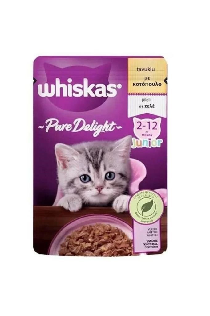 Whiskas Pouch Pure Delight Jöle Içerisinde Tavuklu Yavru Kedi Konservesi 85 gr 4x85 gr